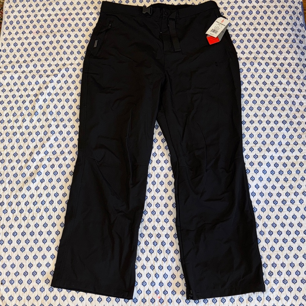 NWT XLT men’s Black soft shell snow ski Pants belted Free Country